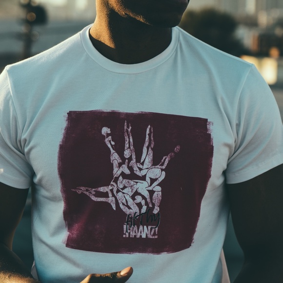 White FilthyHaanz soft cotton fitted tee-Red Logo - Picture 1 of 5